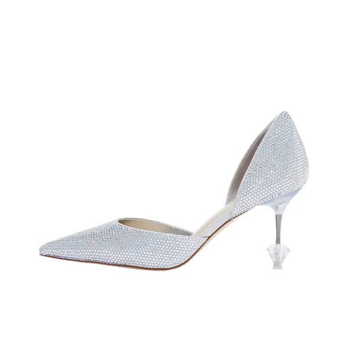73Hours Starry Sky Encounter Slim Heel High Heels 8cm Women's Silver