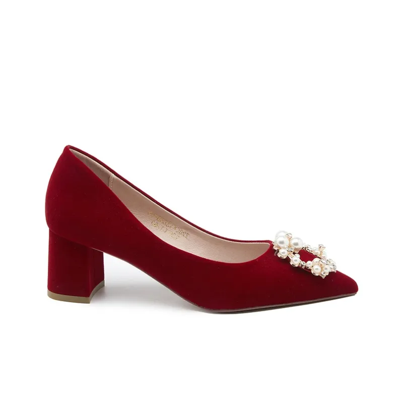 SANTA BARBARA POLO & RACQUET CLUB Chunky Heel High Heels 3cm Women's Red-2
