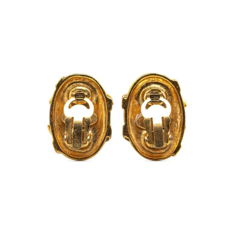 CHANEL 1994 Plated Cc Clip On Earrings Costume Earrings-1