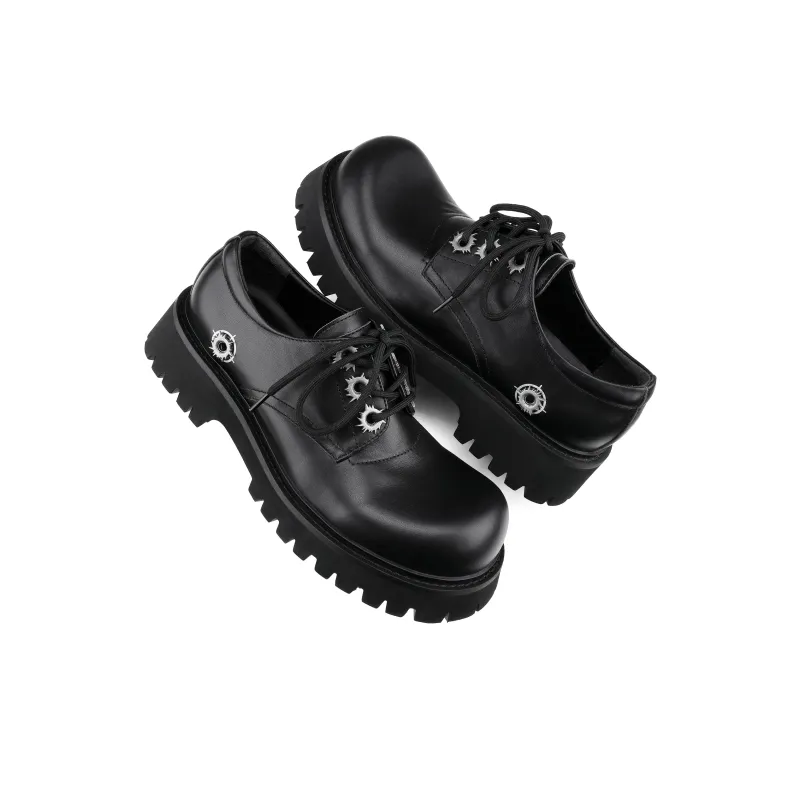 HANQIAORIJI Future Series Wear Resistant Height Increasing Low Top Casual Shoes Unisex Black-3