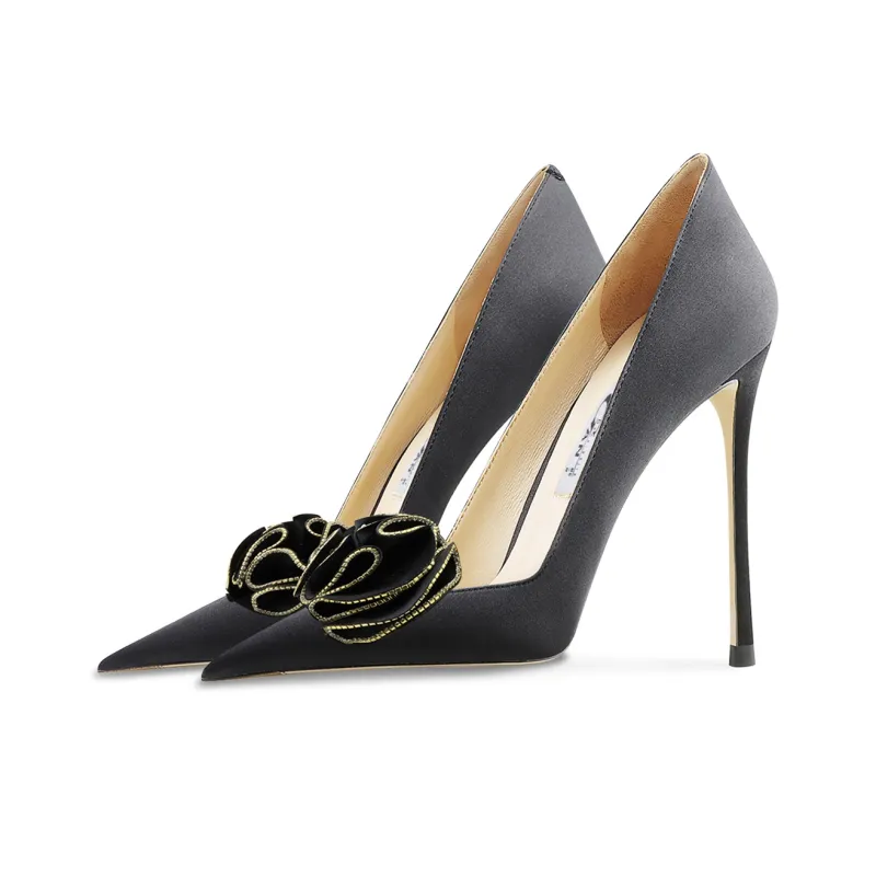 Ganxiaojie Slim Heel High Heels Women's Black-3