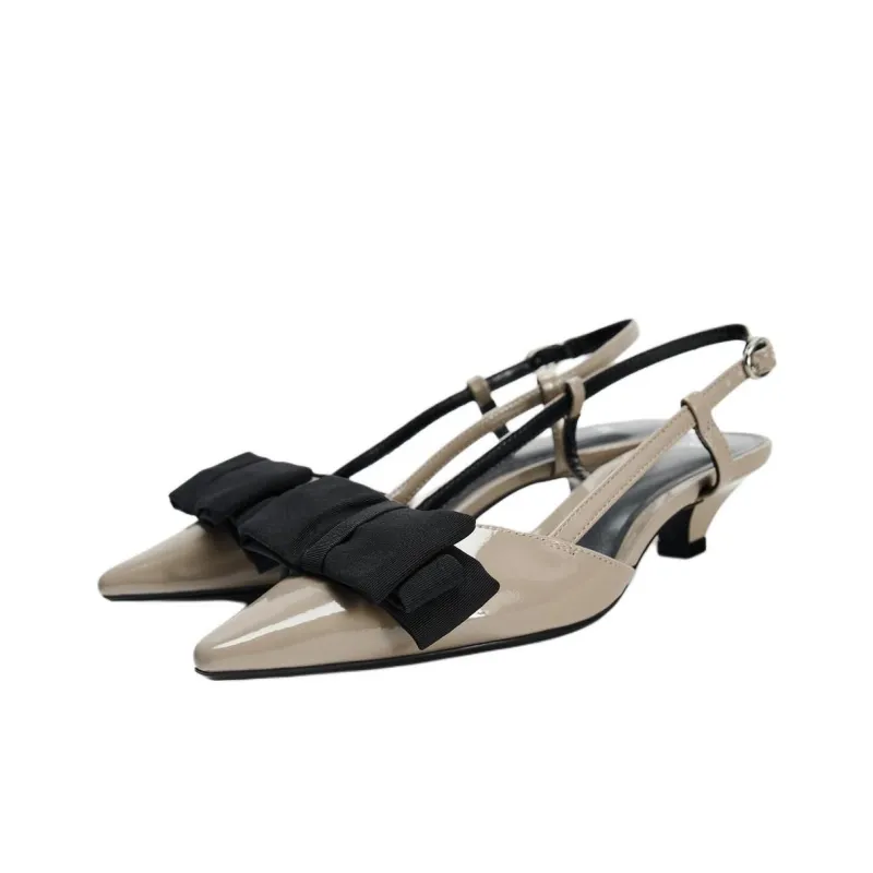 ZARA Cone Heel High Heels 3.5cm Women's Gray-2