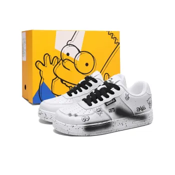 The Simpsons Skateboard Shoes Unisex Low Top White/Black/Peach Pink