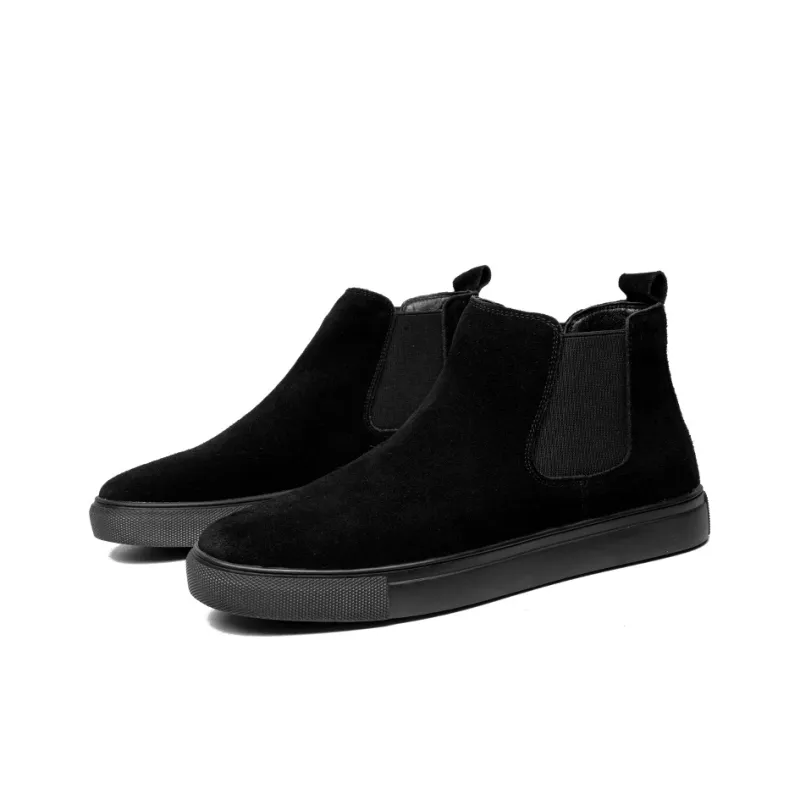 YEDANI Ankle Boots Men Black Base Single Layer Shoes/White Base Unlined Shoes-2
