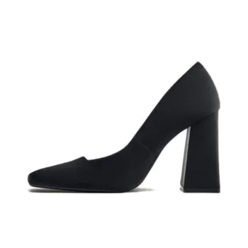 ZARA Chunky Heel High Heels 9cm Women's Black
