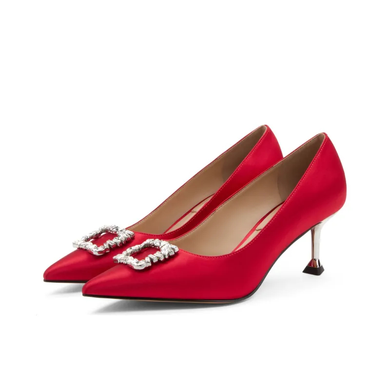 CHARLES&KEITH Slim Heel High Heels 6cm Women's Red-2