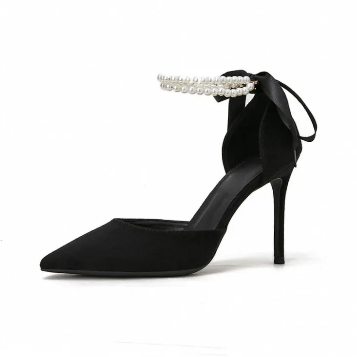 LUNNIFEIYA Slim Heel High Heels 7cm Women's Black-2