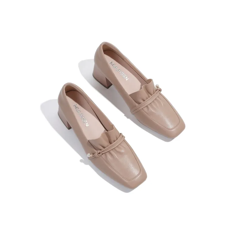 Mulinsen Chunky Heel High Heels 4.5cm Women's Nude-2
