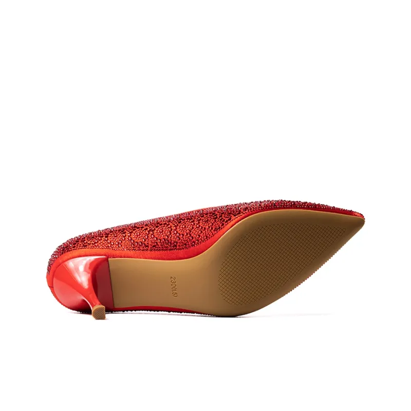 LAORENTOU Slim Heel High Heels 7cm Women's Red-5