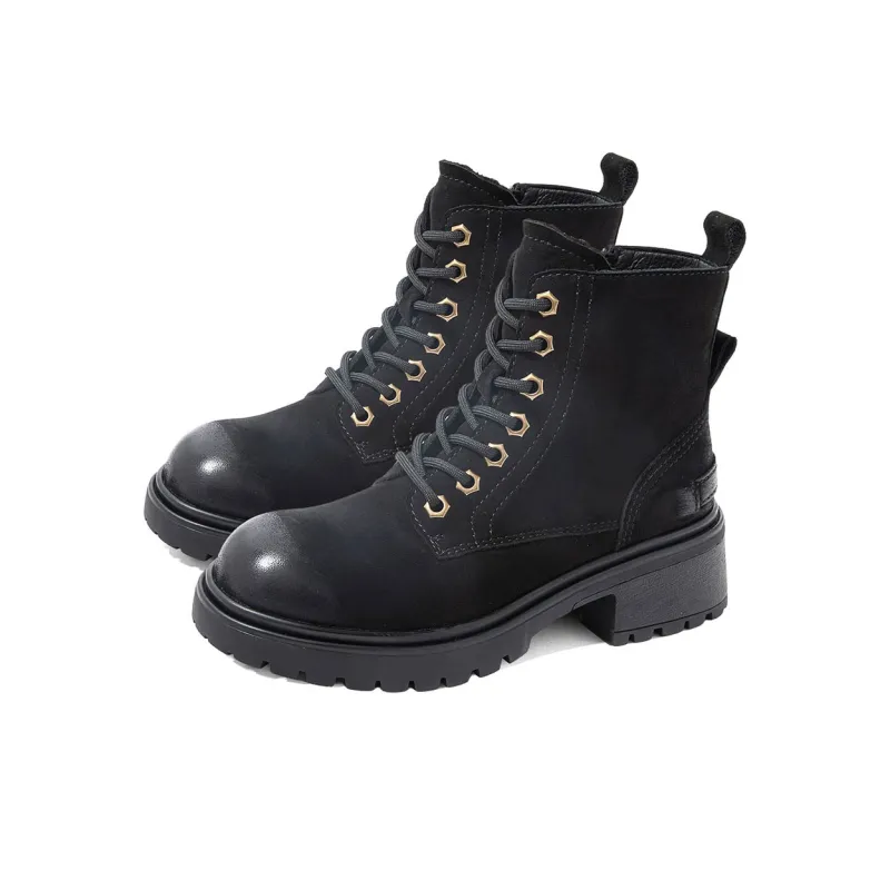 COMELY Martin Boots Women's Black/Khaki-7