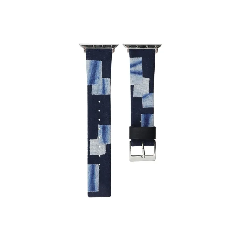 CHRROTA Mixed Denim Canvas Leather Strap Compatibility Apple Watch Apple Watch Iwatch 10/9876 Watch Strap-6