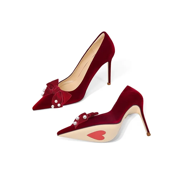 Holy Rose Slim Heel High Heels Women's Burgundy-2