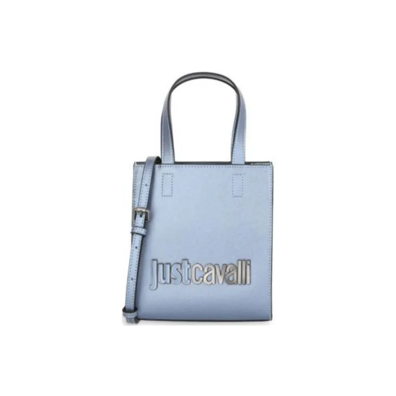 Just Cavalli Polyester Tote Bag Shopping Bag Shoulder Bag Handbag Mini Women's Carved Blue-0