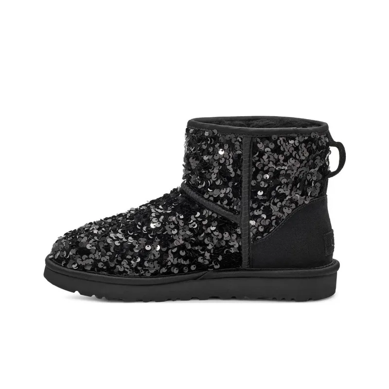 UGG Classic Mini Chunky Sequin Boot Black Women's-0