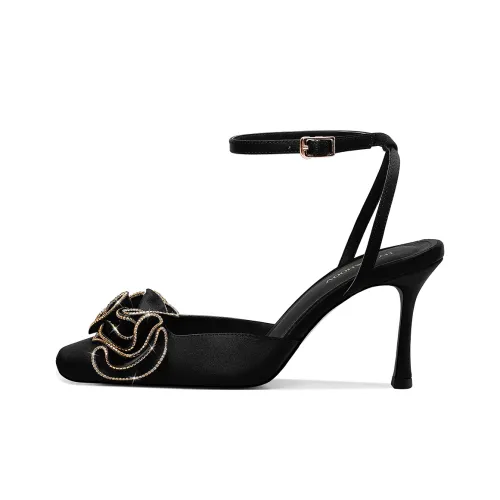 HAOYASENNU Stylish Sandal 8cm Women's Black