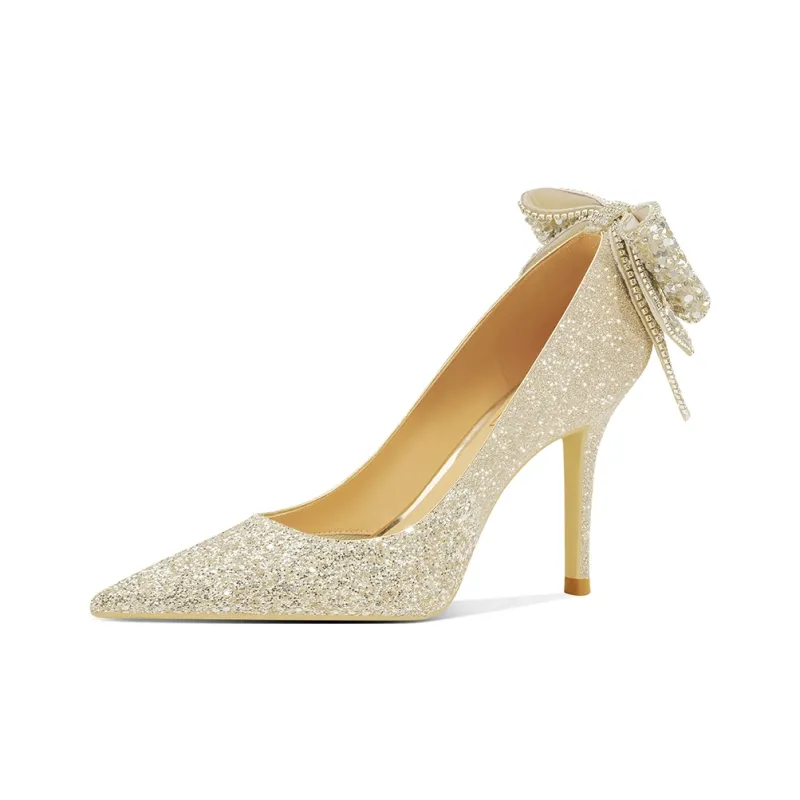 ROSE CASTLE High Heels Women's White Gold-1