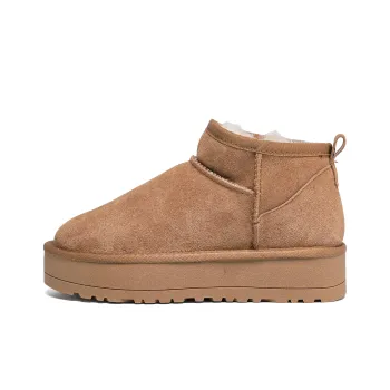 딩딩구스튜디오 Warm Wear-Resistant Height Increasing Slip-Resistant Short Snow Boots Women's Chestnut
