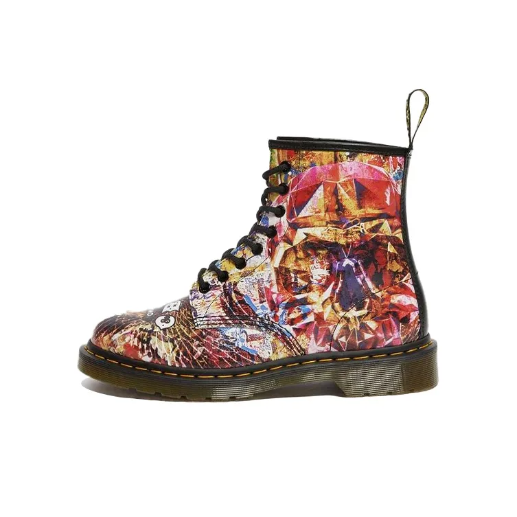 Dr.Martens X Cbcg 1460 8 eye Ankle Boat Printed Leather Lace Up Boots Multi color-0