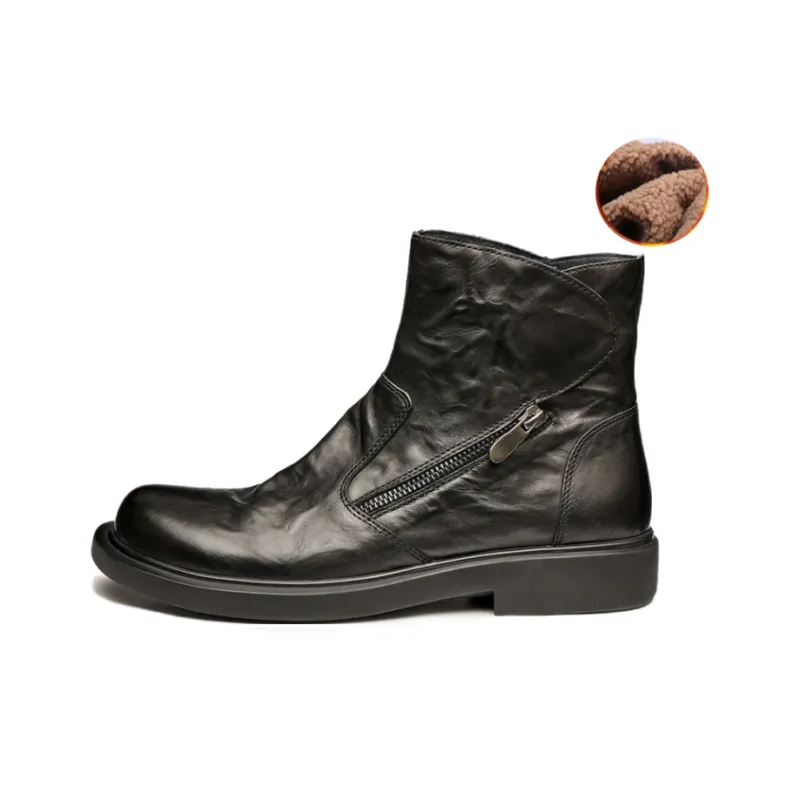 Brounvanm Ankle Boots 3CM Men's Black Coffee-8