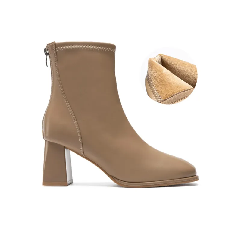 ZHR Ankle Boots Women's Black/Milk Tea/Beige-8