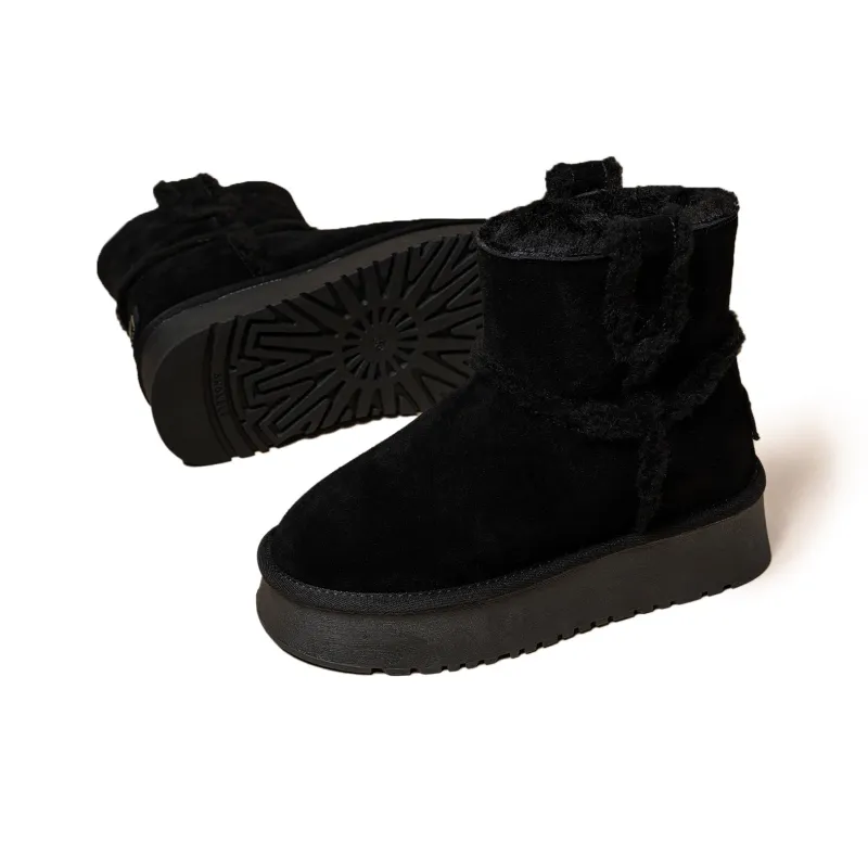 SNOWELF Warm Slip-Resistant Short Snow Boots 4cm Women's-11