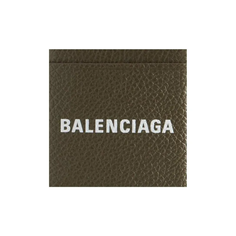 Balenciaga Grained Calfskin Card Holder Men's Dark Green & White-6