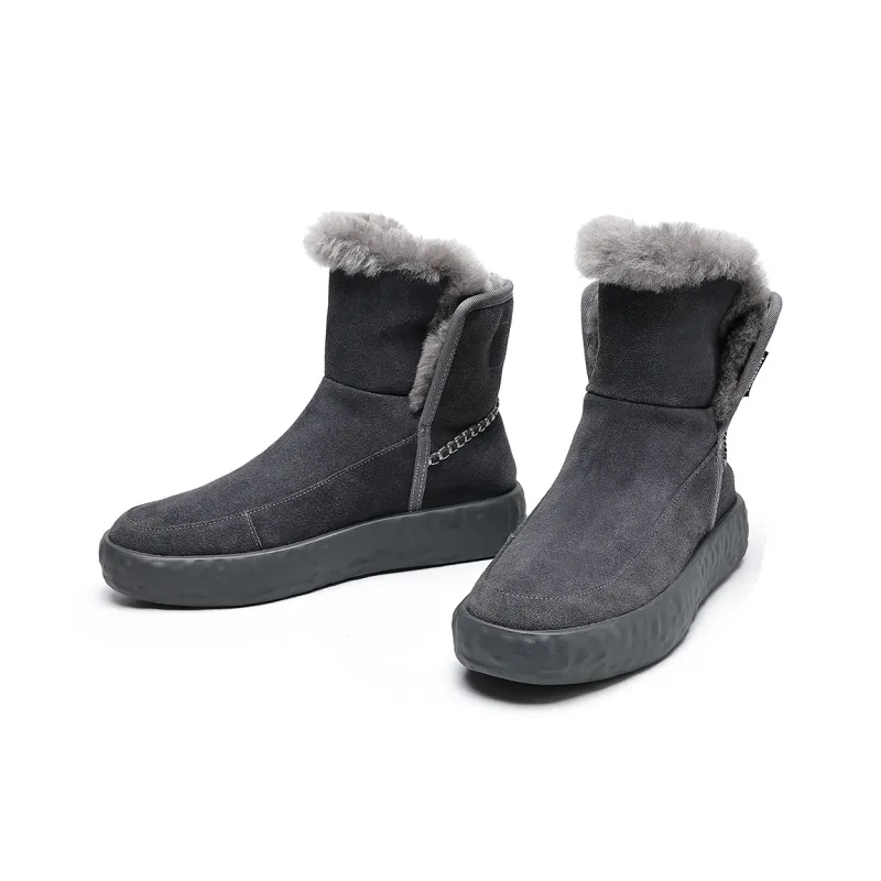 TRUMPPIPE Warm Wear Resistant Slip Resistant Short Snow Boots Men's Gray-3