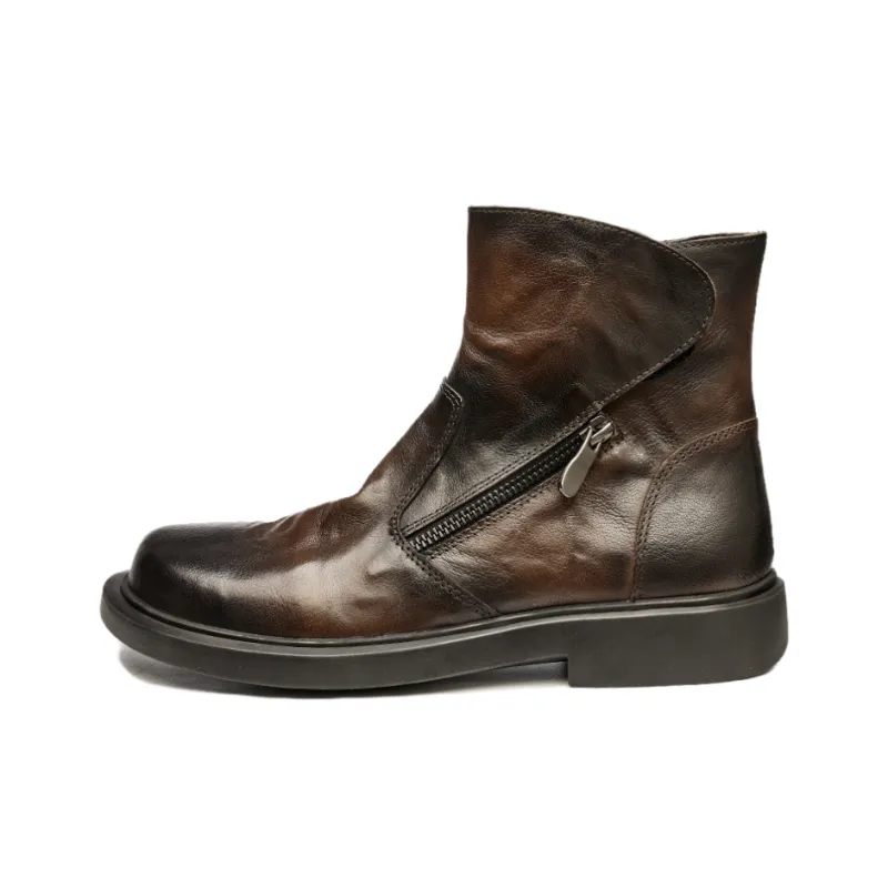 Brounvanm Ankle Boots 3CM Men's Black Coffee-15