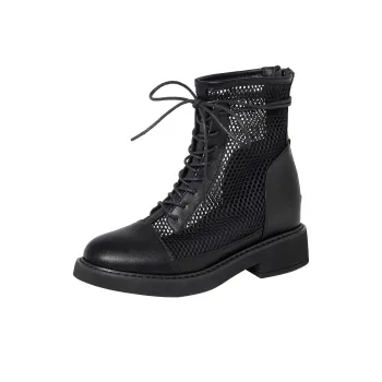QINGZHUHU Ankle Boots Women's Beige/Black