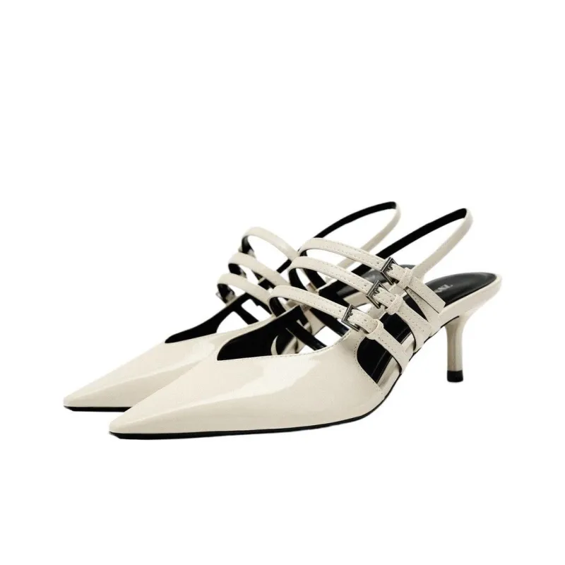 ZARA Slim Heel High Heels Women's Light Beige Yellow-2