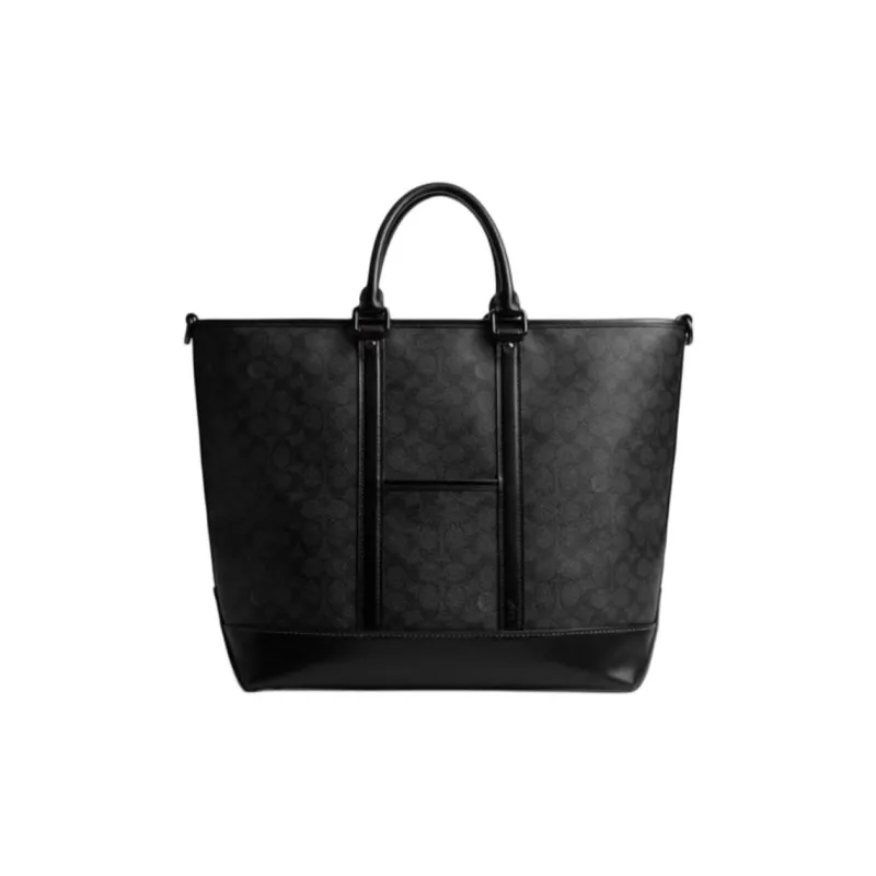 COACH Artificial Leather Tote Bag Shopping Bag One Shoulder Handbag Large Size Men's Charcoal Gray-2