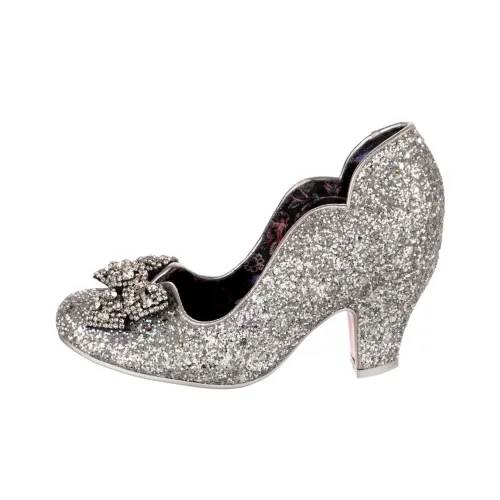 IRREGULAR CHOICE Deck The Halls Chunky Heel High Heels 8.5cm Women's Silver