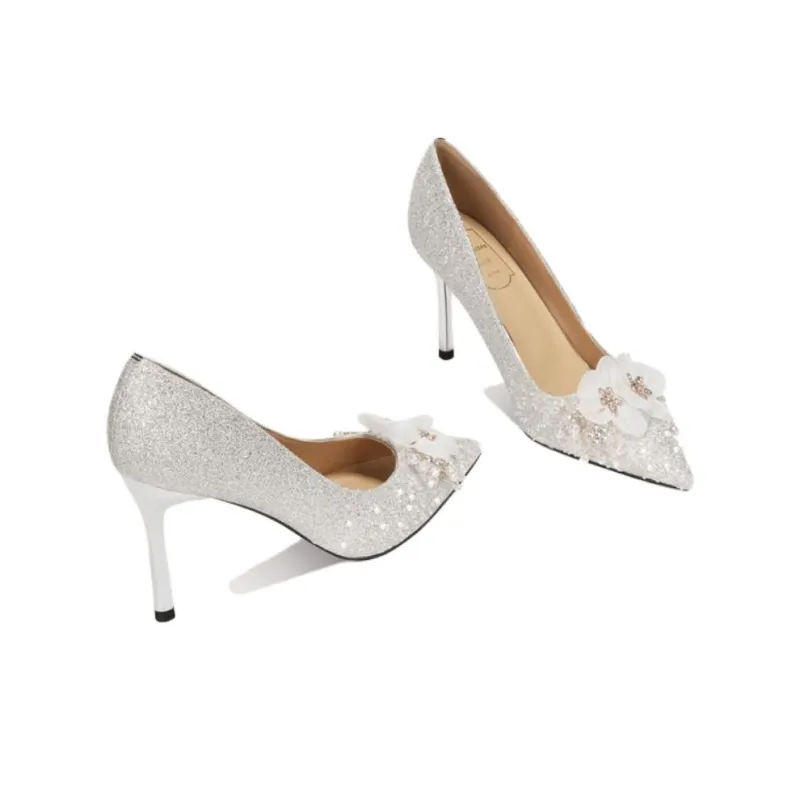 Zubumei Slim Heel High Heels Women's Pearl White-2