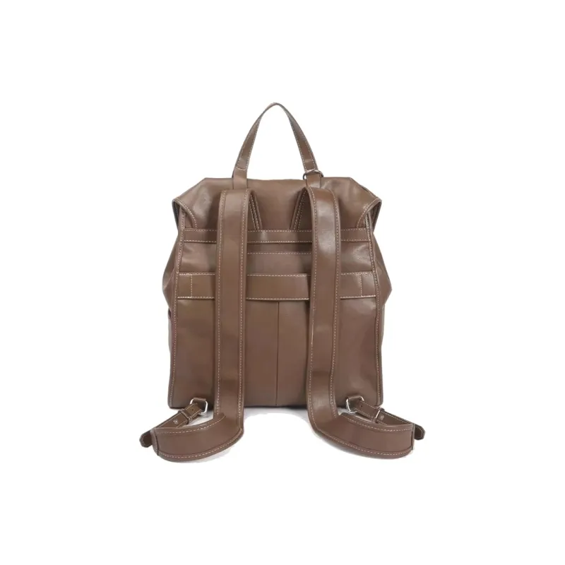 BUHOWE Polyurethane With Synthetic Leather Backpack Women's Khaki-4