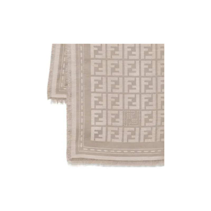 FENDI Ff Jacquard Fringed Edge Shawl-1