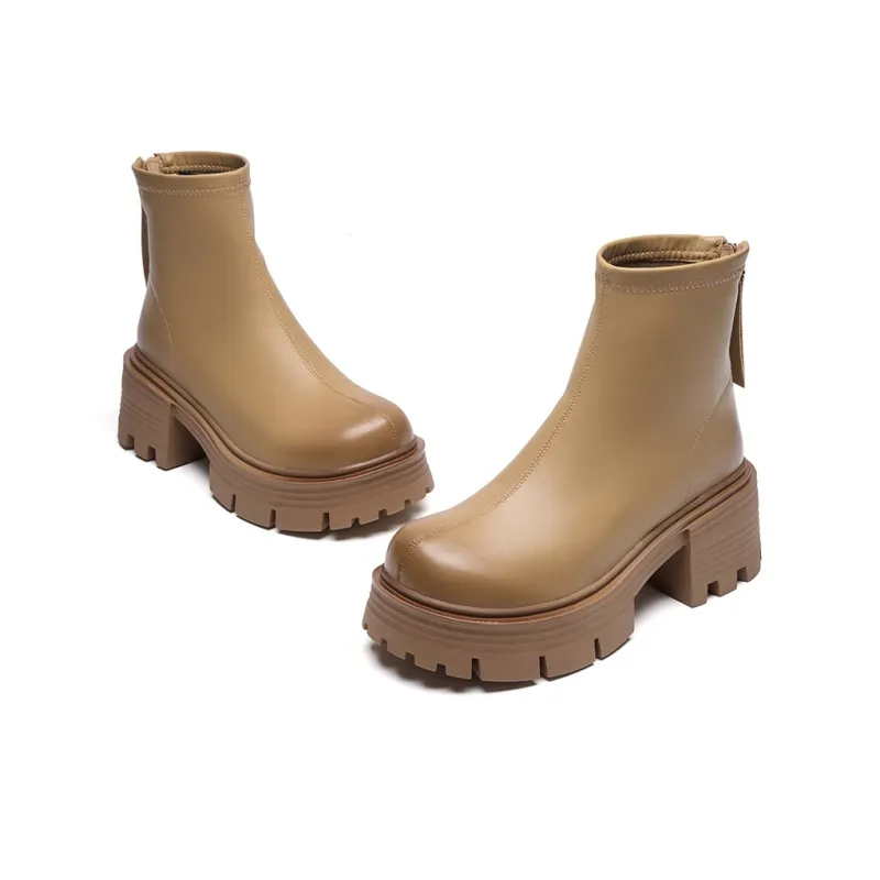 EBLAN Ankle Boots Women's Milk Tea-3
