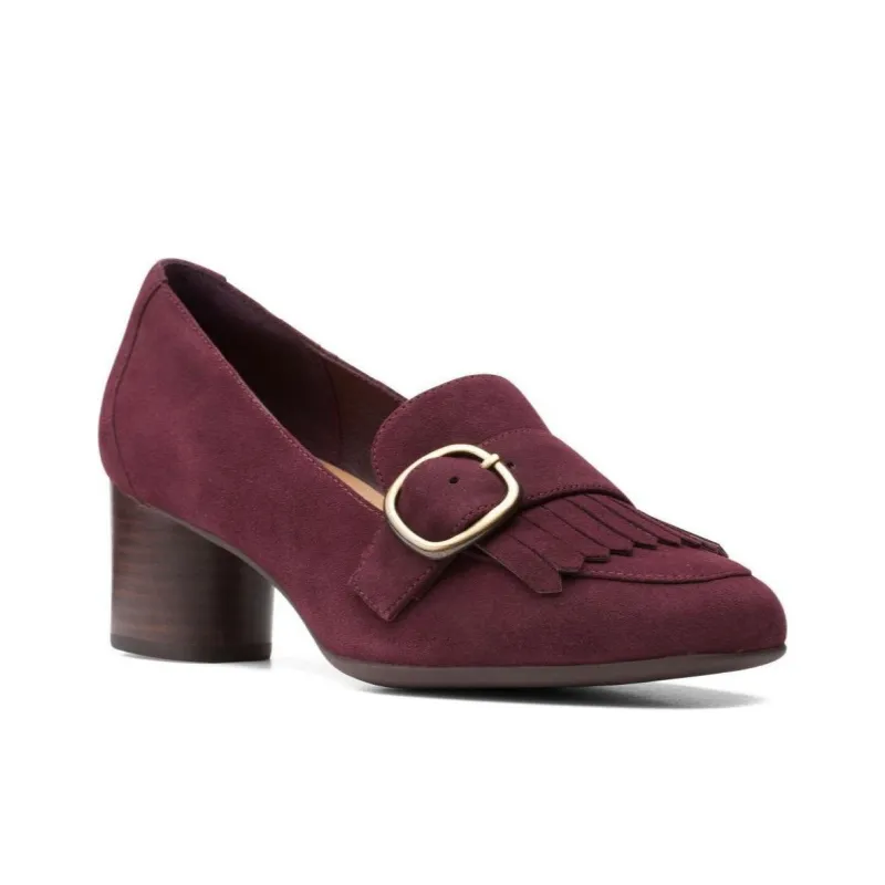Clarks Chunky Heel High Heels 6cm Women's Burgundy-3