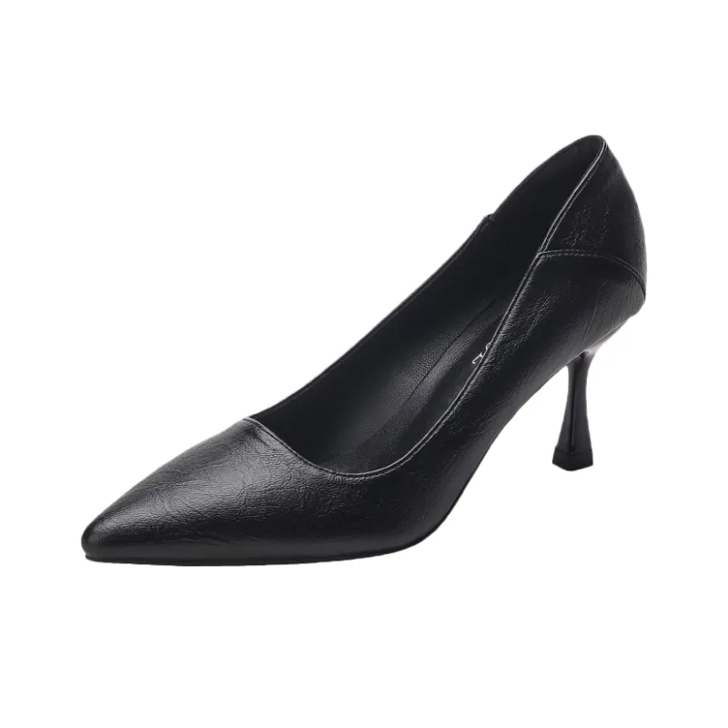 Pounise Slim Heel High Heels Women's Black-9