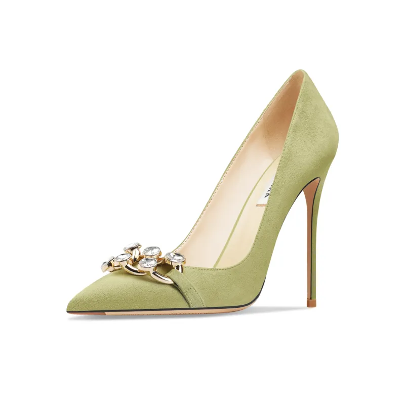 Suyymakk Slim Heel High Heels Women's Grass Green-1