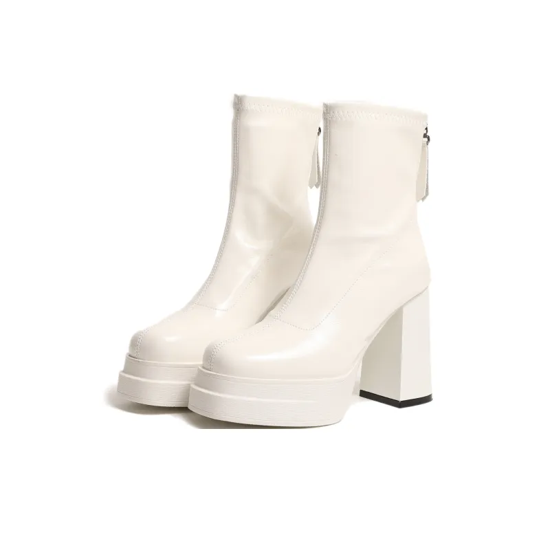 EEueeczs Ankle Boots Women's Black Glossy/Black Matte/White-14