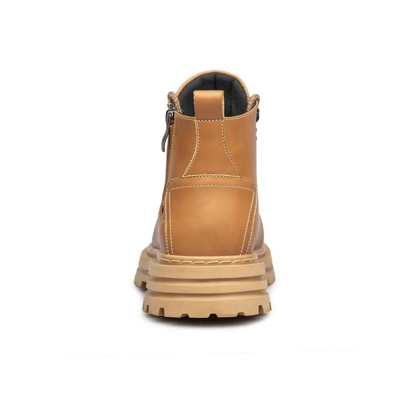 AIPSEN Short Martin Boot Medium Heel Men's Yellow Brown-4