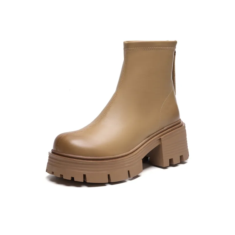 EBLAN Ankle Boots Women's Milk Tea-1