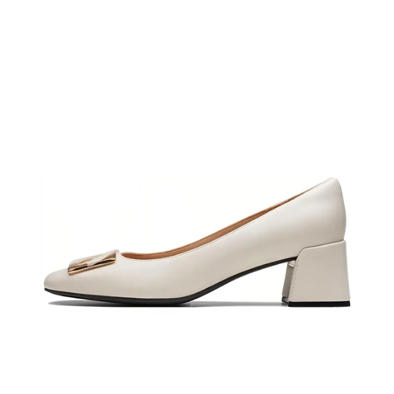 Clarks Block Heel High Heels 4.5cm Women's White-0