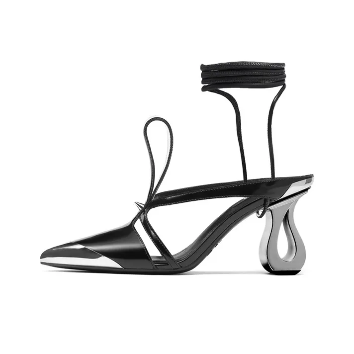 Staccato Armor Floral Irregular Heel Sandal High Heels 8cm Women's-0