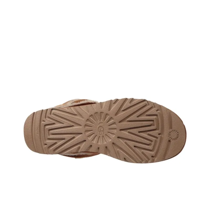 UGG Mini Spill Seam Bow Lacing Fleece Lined Brown Women's-4