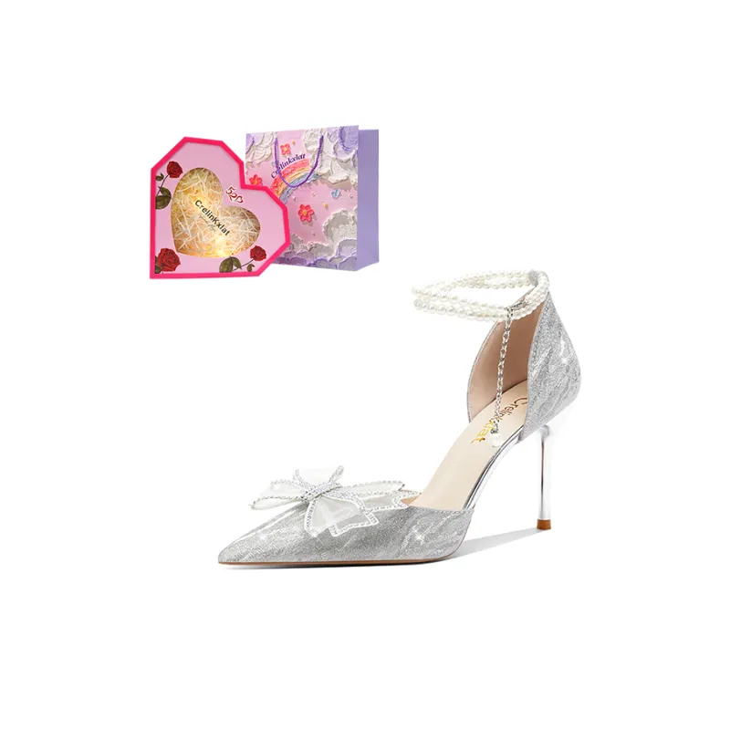 Crelinkxlat Glaze Starlight, Love Rose Box Slim Heel High Heels Women's-21