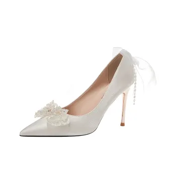 HKCP Slim Heel High Heels Women's White