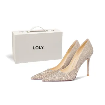 LOLY Slim Heel Box High Heels Women's Gold