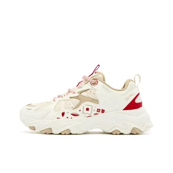 QIAODAN Anti Slip Wear Resistant Low Top Casual Shoes Women's Beige Red