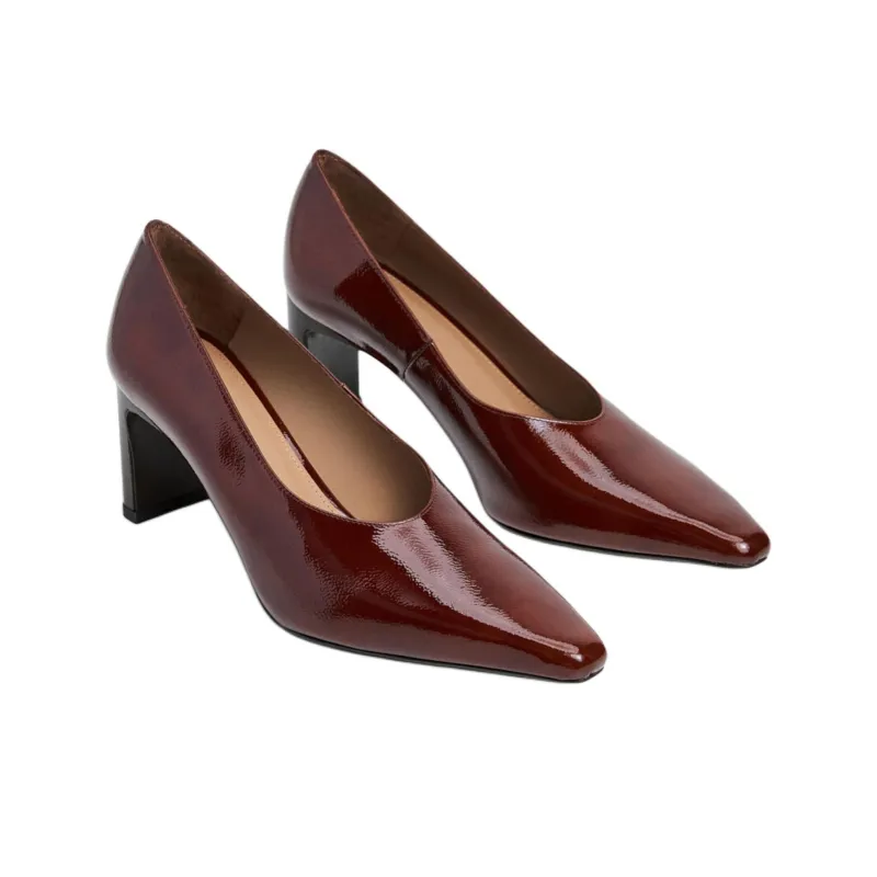 FLATTERED Chunky Heel High Heels 6.5cm Women's Brick Red-2